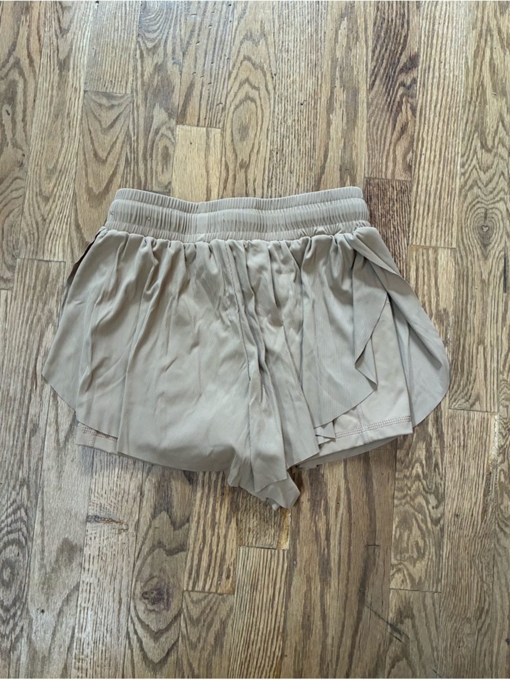 Light Mustard Women’s Elastic Waist Running Shorts with Undershort